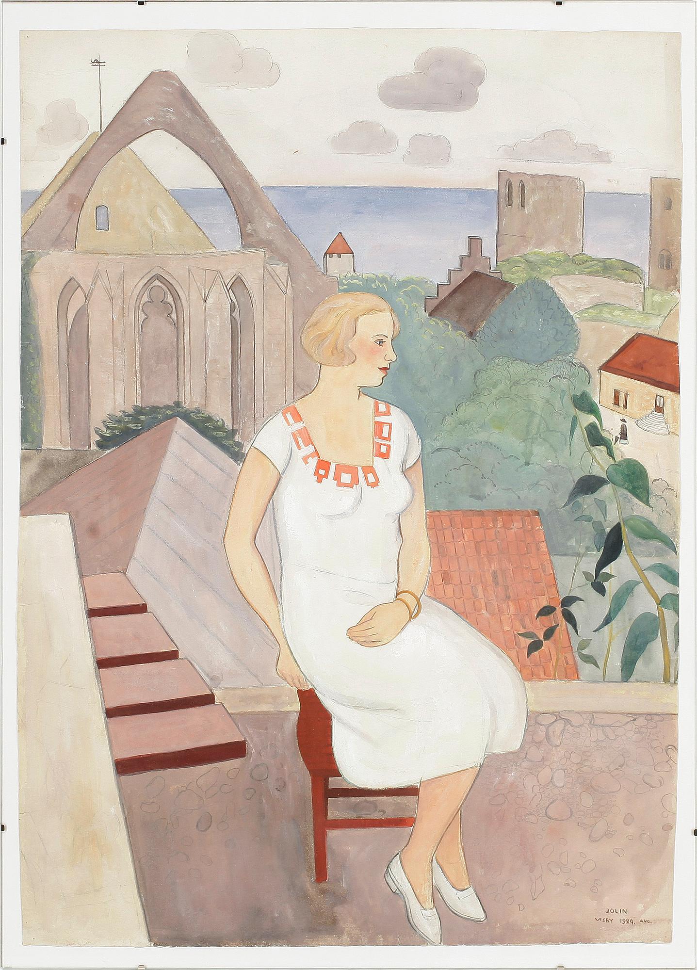EINAR JOLIN, akvarell, sign Jolin o dat Visby 1924, aug.