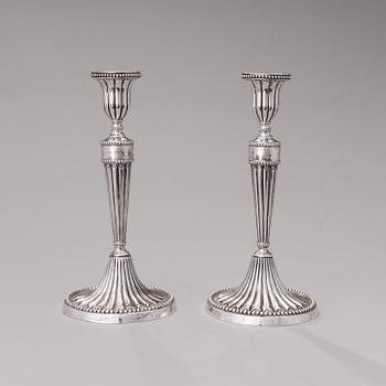 A PAIR OF CANDLESTICKS, silver, probably Naples, Italy, 1780-90s.