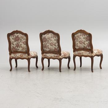 A set of three Louis XV chairs a chassis by Louis Cresson (master in Paris 1738-61).