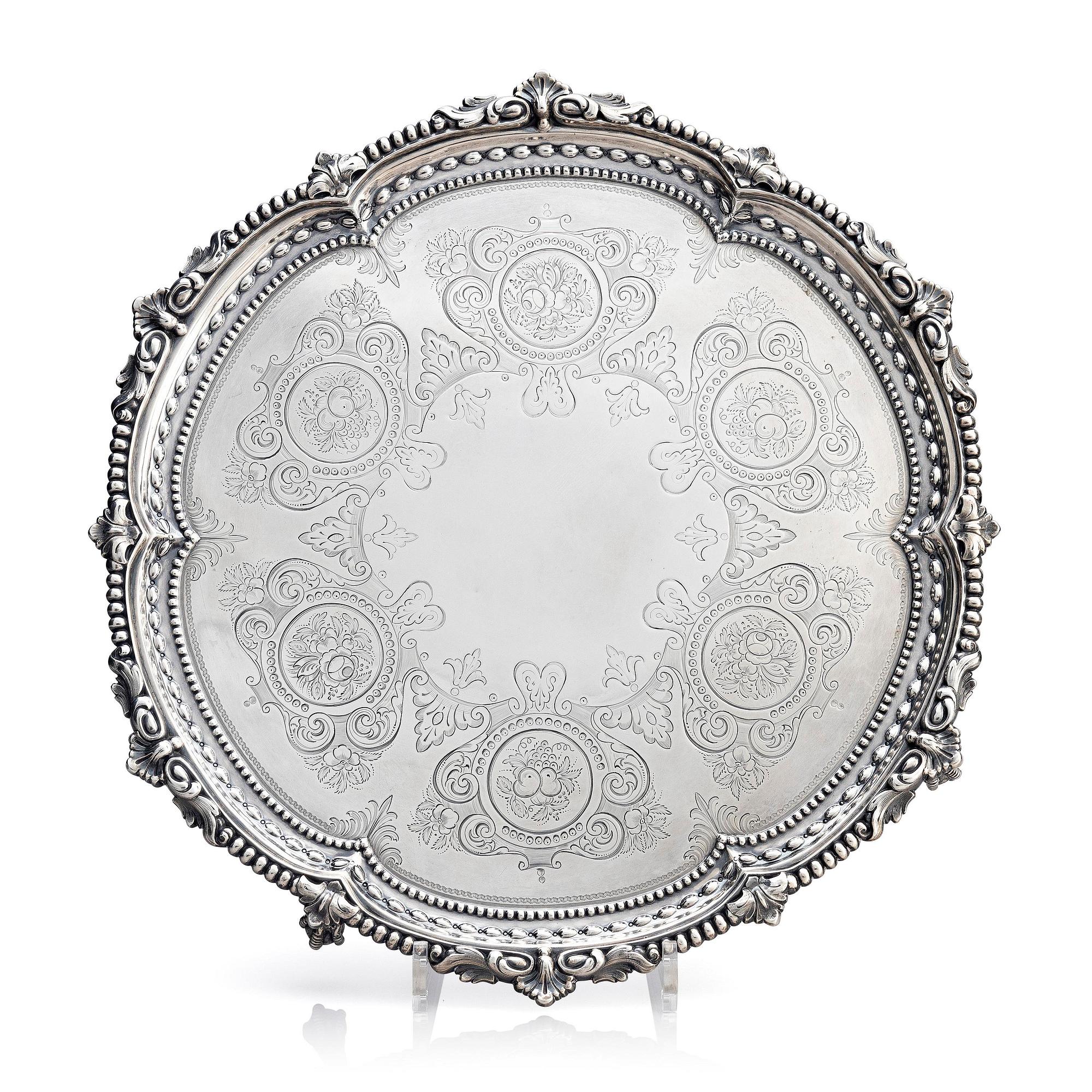 A sterling silver salver, mark of Martin, Hall & Co (Richard Martin & Ebenezer Hall), London 1881.