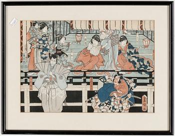 TRÄSNITT, 4 stycken, bland annat Utagawa Hiroshige, Japan, 18/1900-tal.