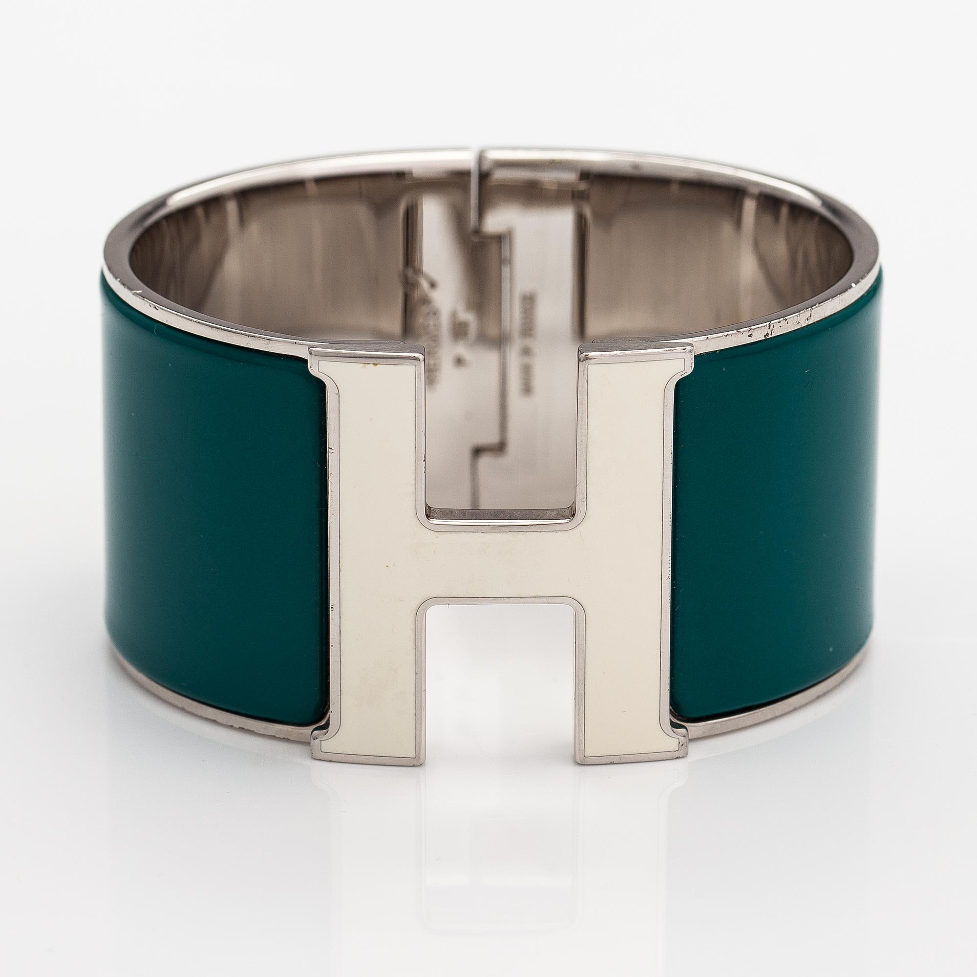 Hermès, Armband "Click H", metall och turkos och vit emalj. Märkt Hermès, P, S, Made in France.