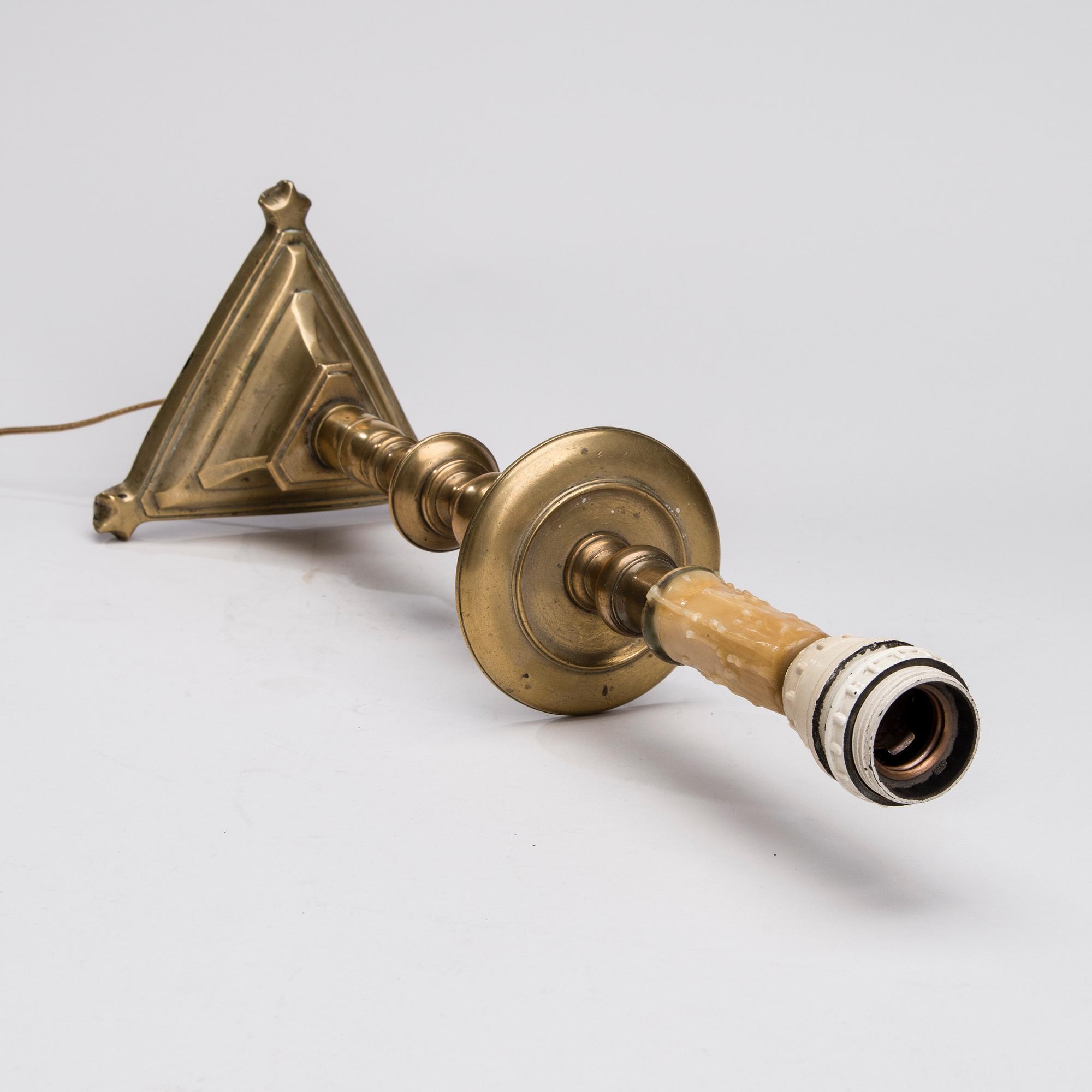 LJUSSTAKE / BORDSLAMPA, brons, barock, 1700-talets början.