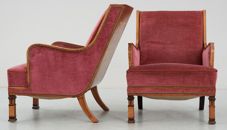 A pair of Eric Chambert armchairs, Chamberts Möbelfabrik Norrköping 1930's.