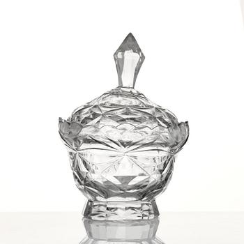 Skål med lock och fat, glas. Anglo-irisk, 1800.