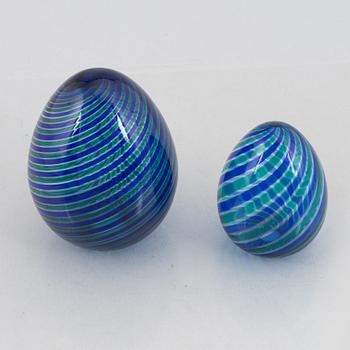 Two glass eggs, Venini, Murano, Italy, 1990.