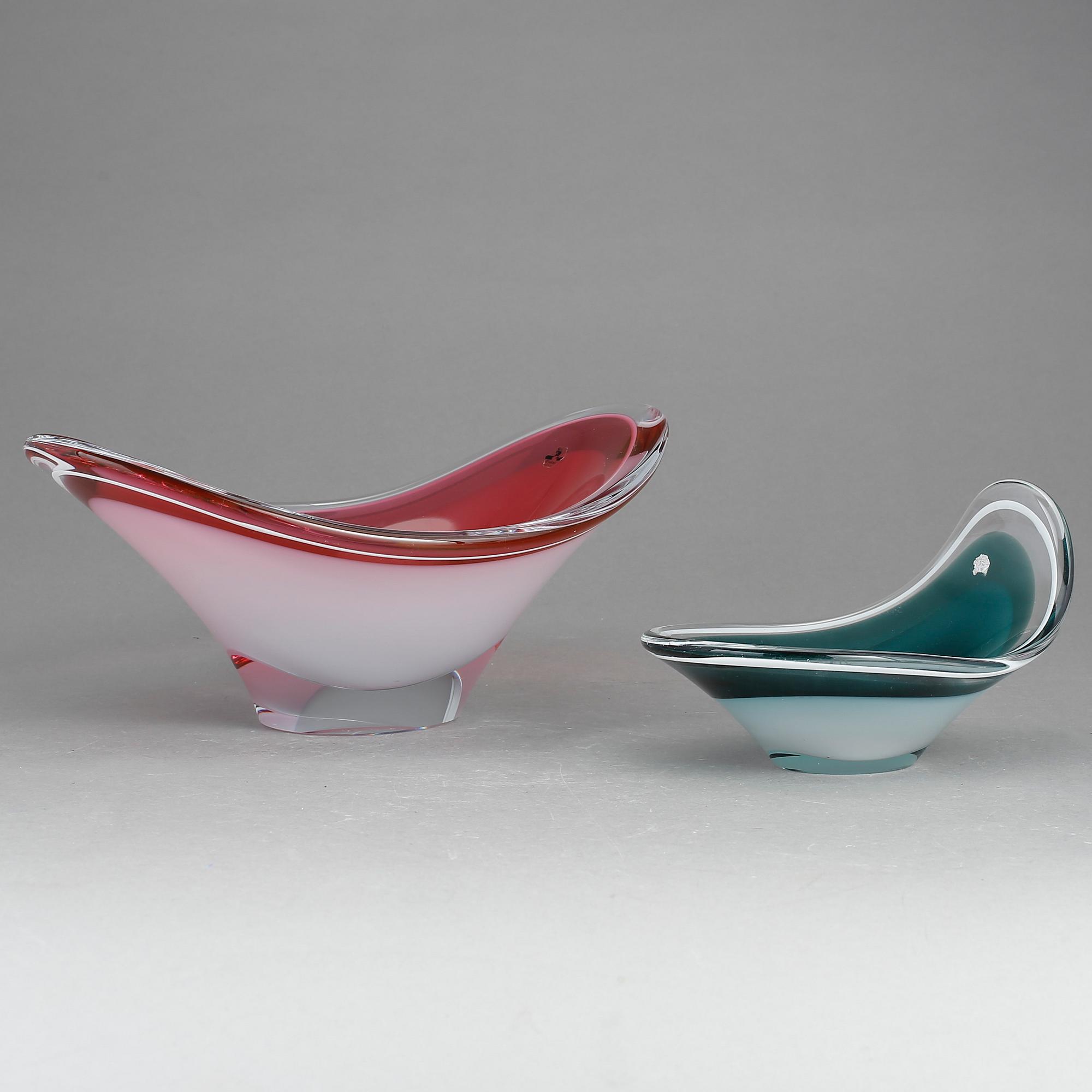 SKÅLAR, 2 st. Paul Kedelv, "Coquille", Flygsfors 1957 och 1964.
