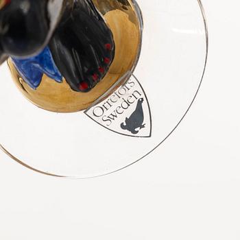 Gunnar Cyrén, snapsglas, 8 st, sk djävulsglas, ur Nobel-servisen, Orrefors.