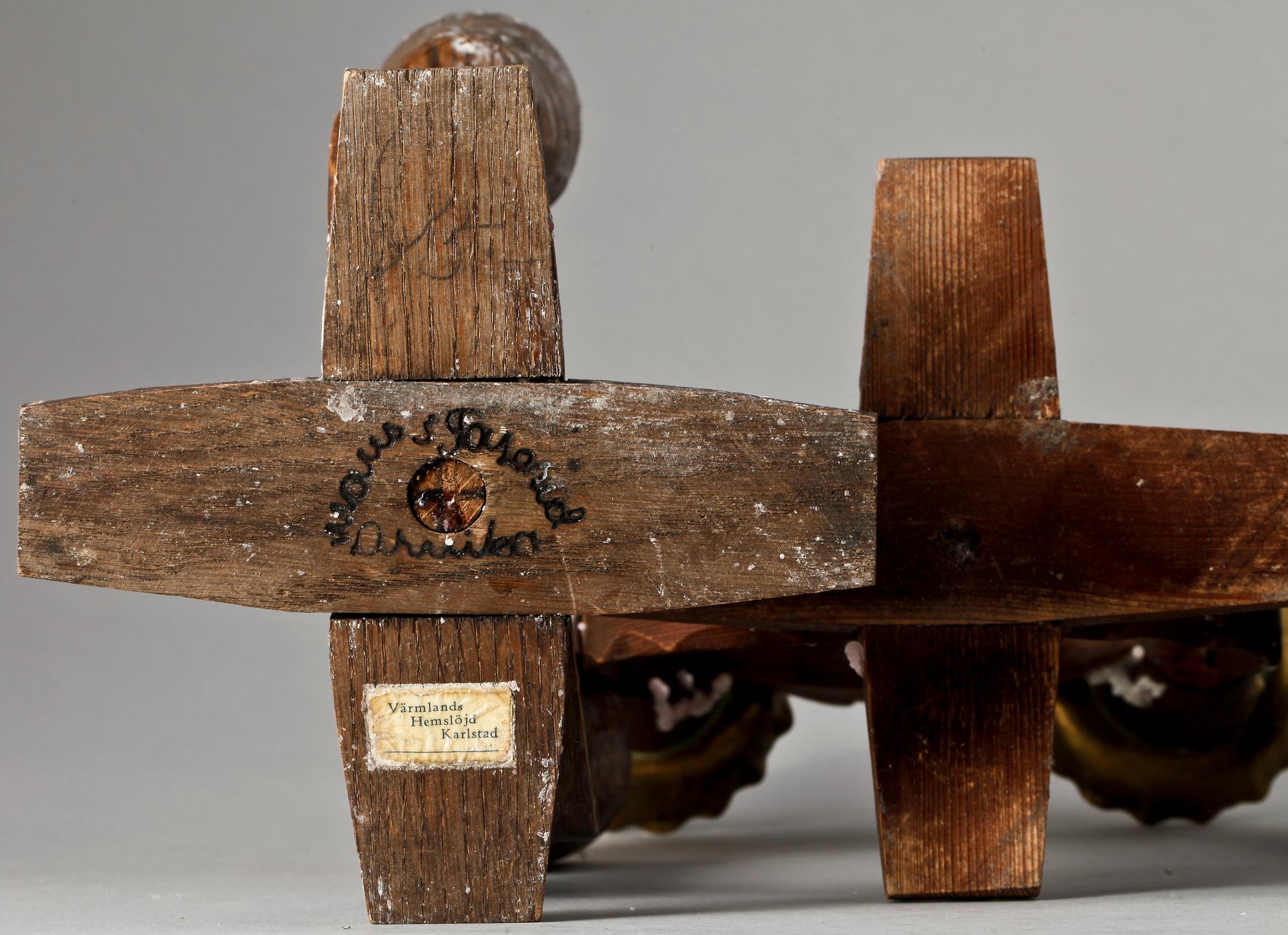 LJUSSTAKAR, 3 st, trä. Taserud, tidigt 1900-tal.