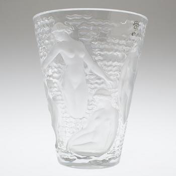 A French 'Ondines' glass Laligue vase, signed 'Lalique France'.