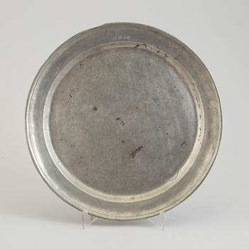A DISH, pewter, Claes Törnqvist, Gävle 1759.