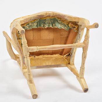 A rococo open armchair in the manner of C M Sandberg, Stockholm, later part 18th century.