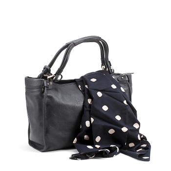 ESCADA, a blue leather shoulder bag.