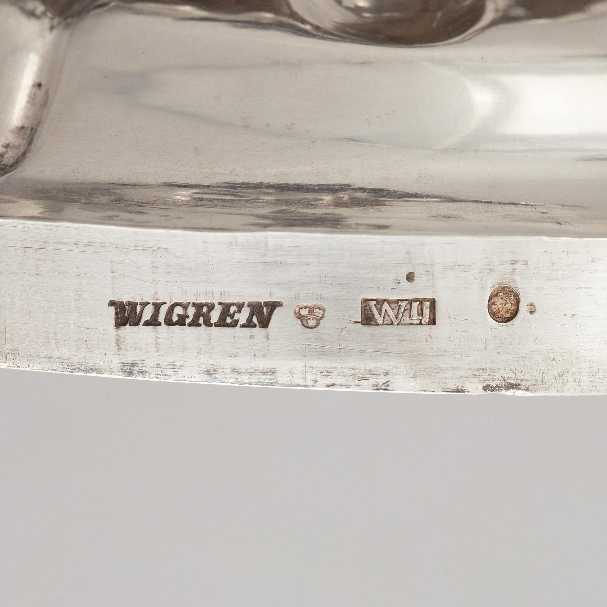 Petter Wigren, strösockerskålar med lock, ett par, silver, Malmö 1851.