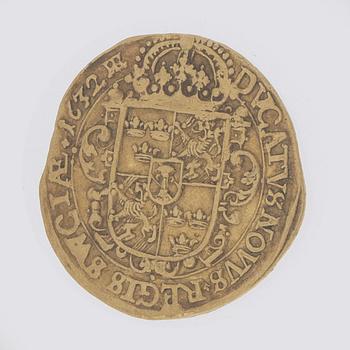 GULDMYNT, dukat, Gustaf II Adolf. Mainz 1632. Vikt 3,44 gram.