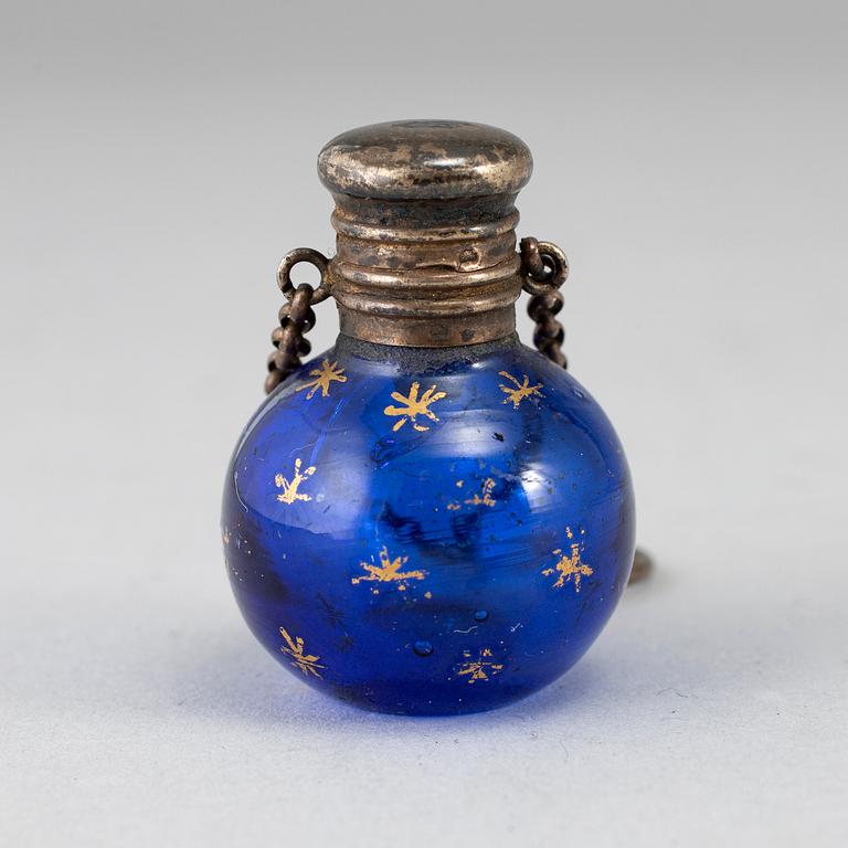 A 19th century empire glass and silver flacon.