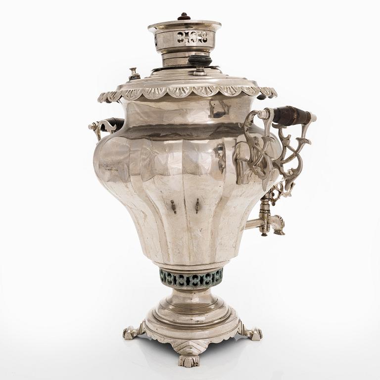 A silver-plated brass samovar. Teile, Russia 1882.