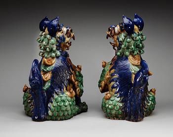 A pair of Buddhist lions, Qing dynasty.