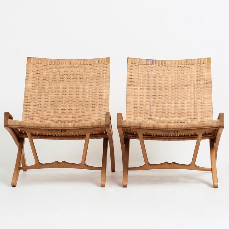 Hans J. Wegner, a pair oak and rattan "model 512" folding chairs by Johannes Hansen, Denmark 1950-60's.