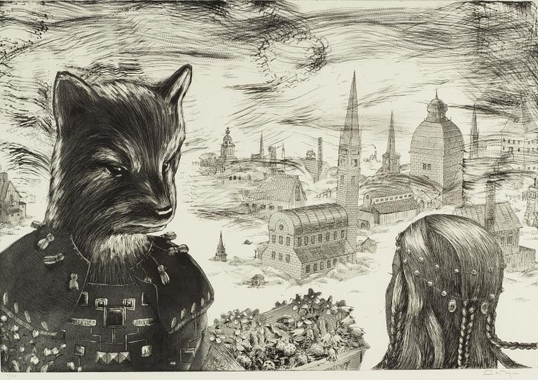 Ernst Billgren, etching, signed 9/225.