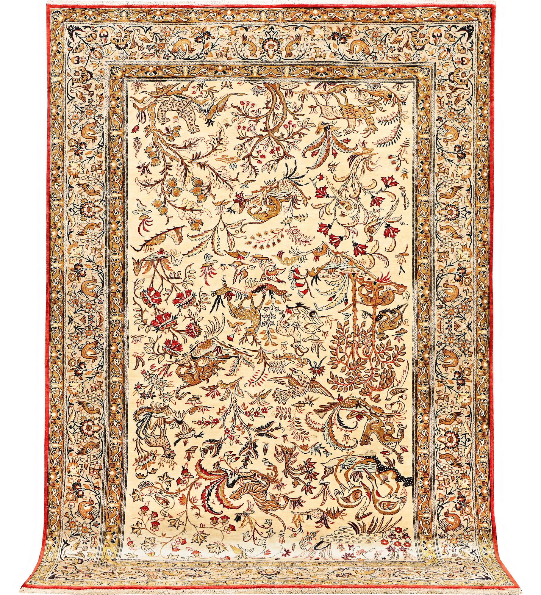 Matta, Ghom, silke, ca 207 x 136 cm.