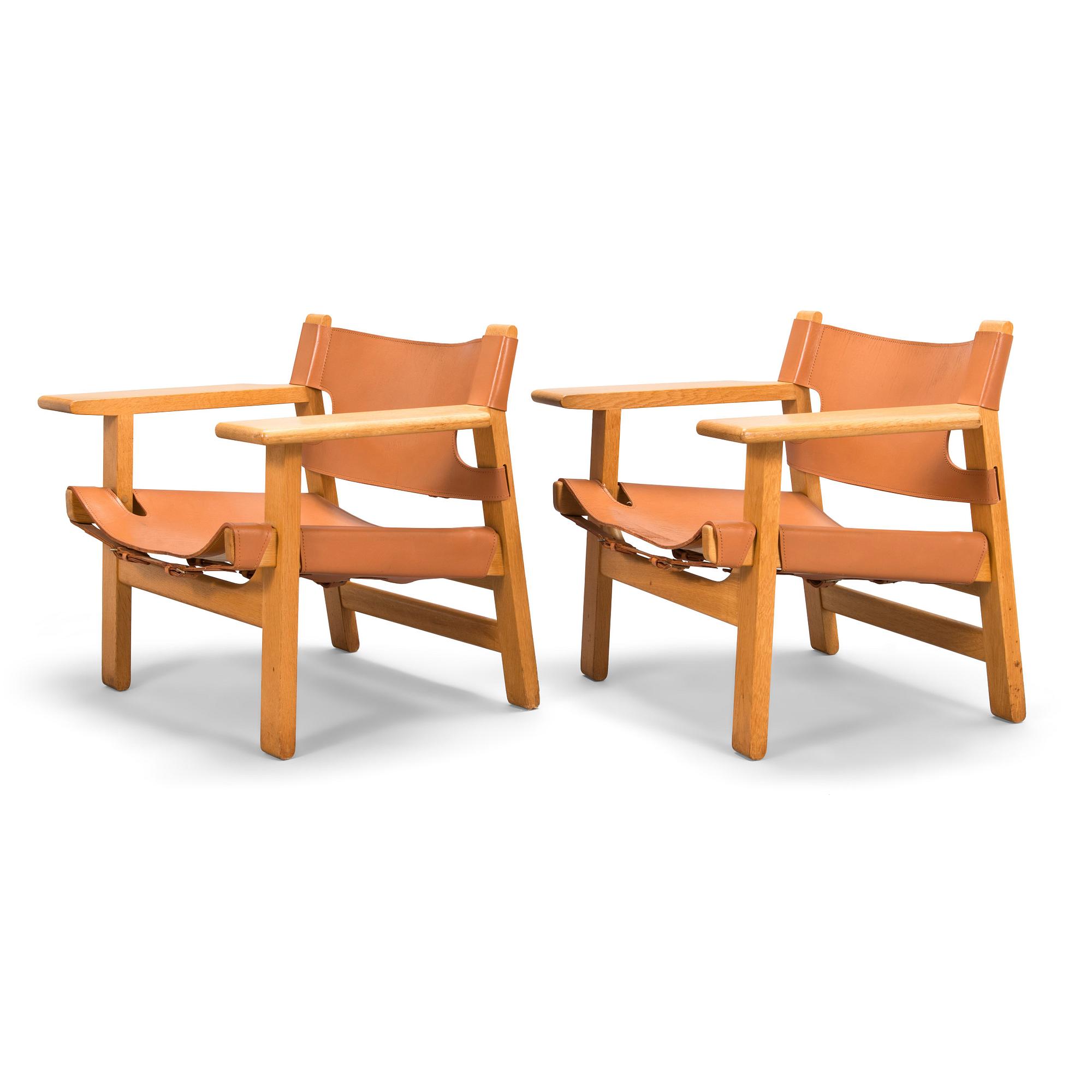 Børge Mogensen, A pair of 'Spanish chairs' for Fredericia Stolefabrik, Denmark.