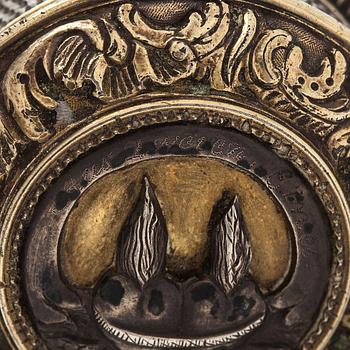 Silver case with concealed compartment, engraved 1776.