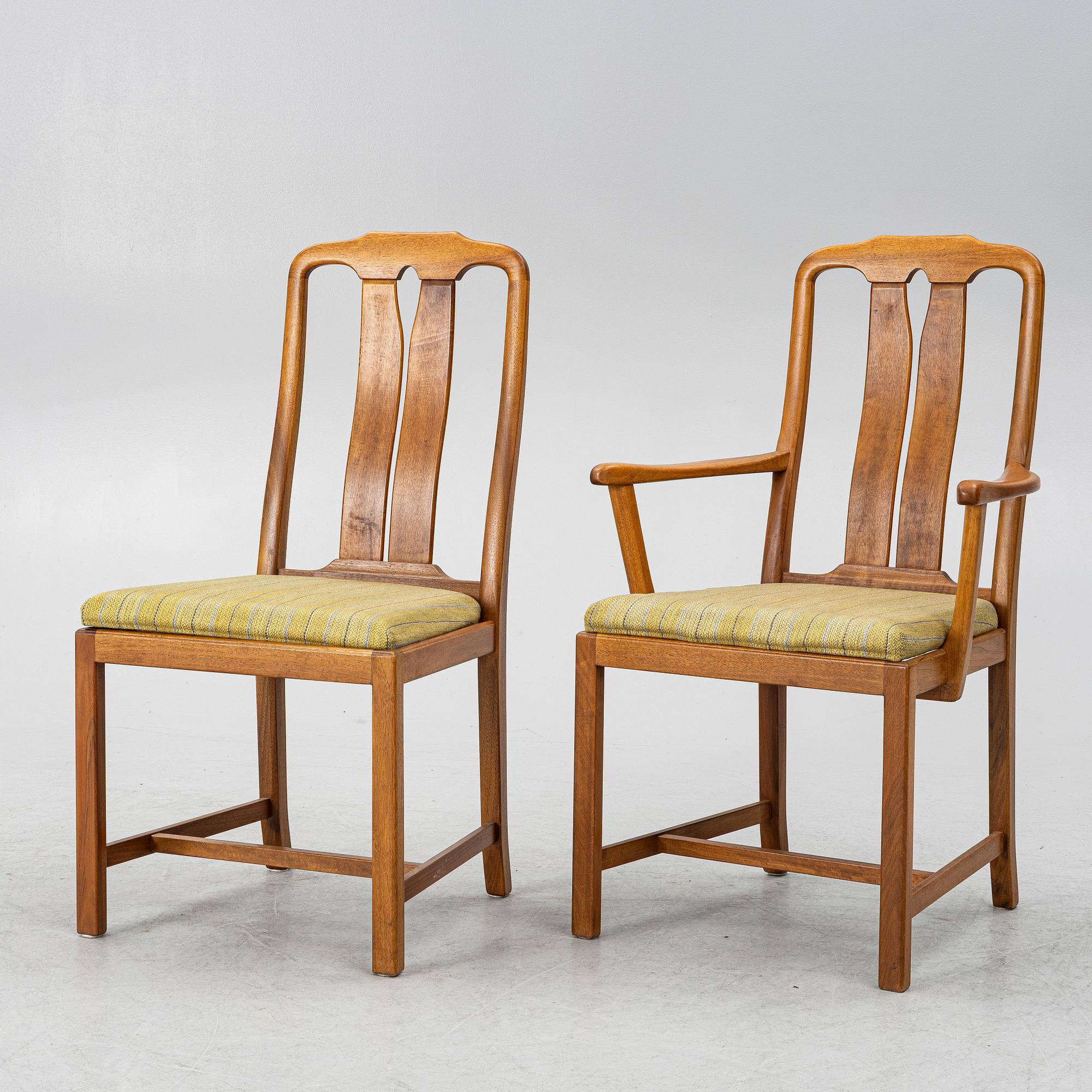 Carl Malmsten, a seven-piece dining suite, 'Ambassadör', Åfors Möbelfabrik.