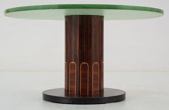 An Alvar Andersson glass top sofa table, Stockholms Stads Hantverksförening, 1930's.