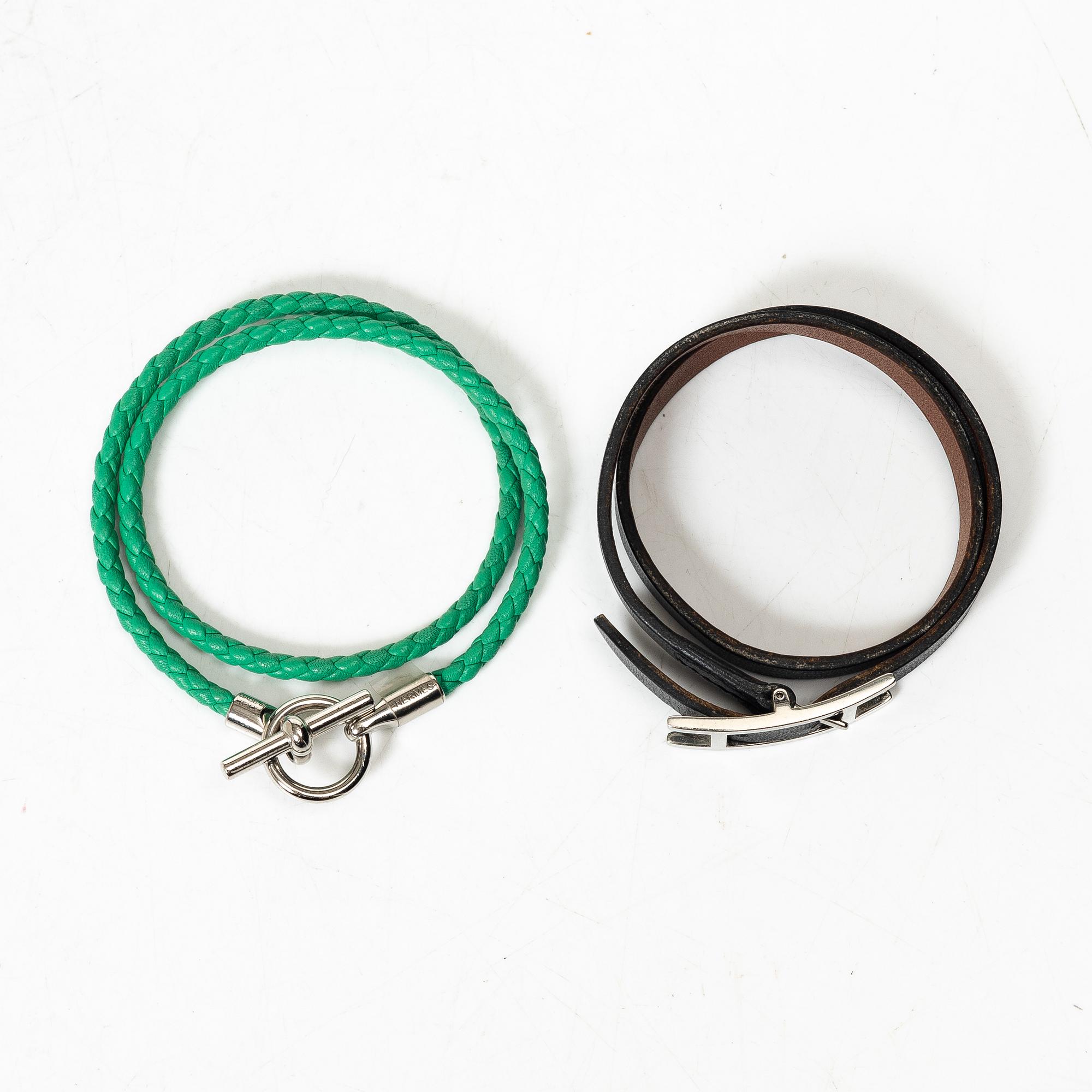 Hermès, armband, två st, "Behapi Double Tour Bracelet" & "Glenan".