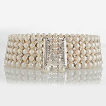 A WA Bolin cultured pearl choker and bracelet.