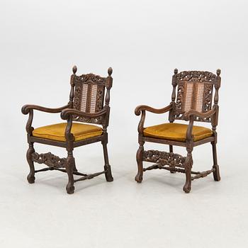 Armchairs, a pair in Baroque style, first half of the 20th century.