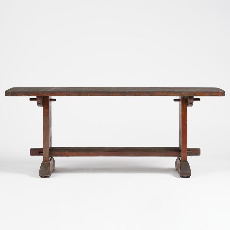 Axel Einar Hjorth, a stained pine "Skoga" table, Nordiska Kompaniet, Sweden, 1930s.