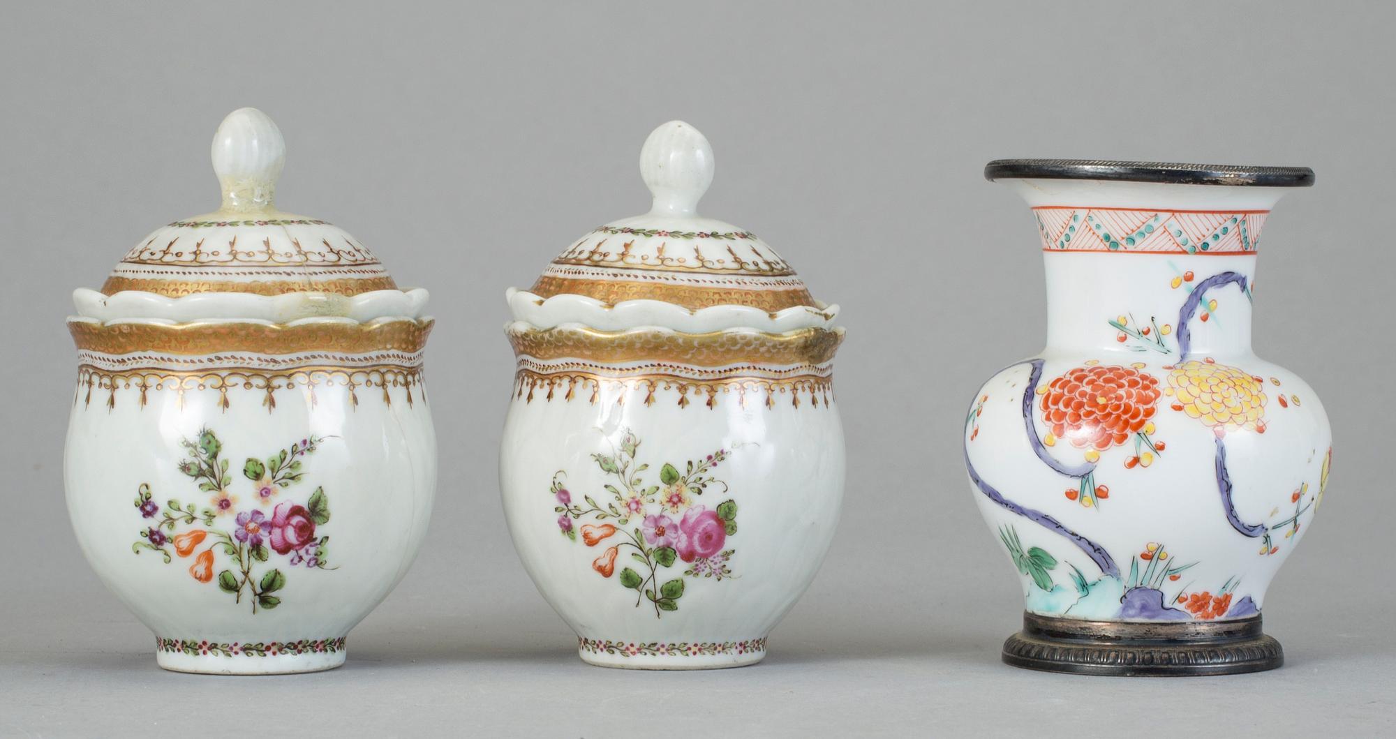 PARTI KINA, 5 delar, porslin och keramik, 17-1900-tal.
