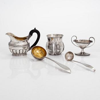 Lot of five 19th-century silver objects, Saint Petersburg, Helsinki, and Pori.