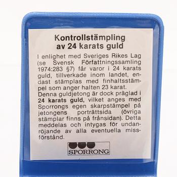Medalj 23K (24K) guld Sporrong 1978.