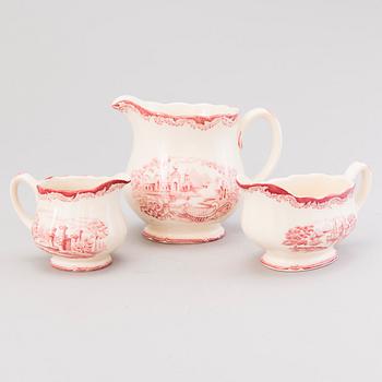 A 157-piece tableware set of 'Bengali, red', Swedish Rörstrand creamware of the 1940s.