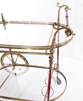 SERVERINGSVAGN, mässing, glas, 1900-tal.