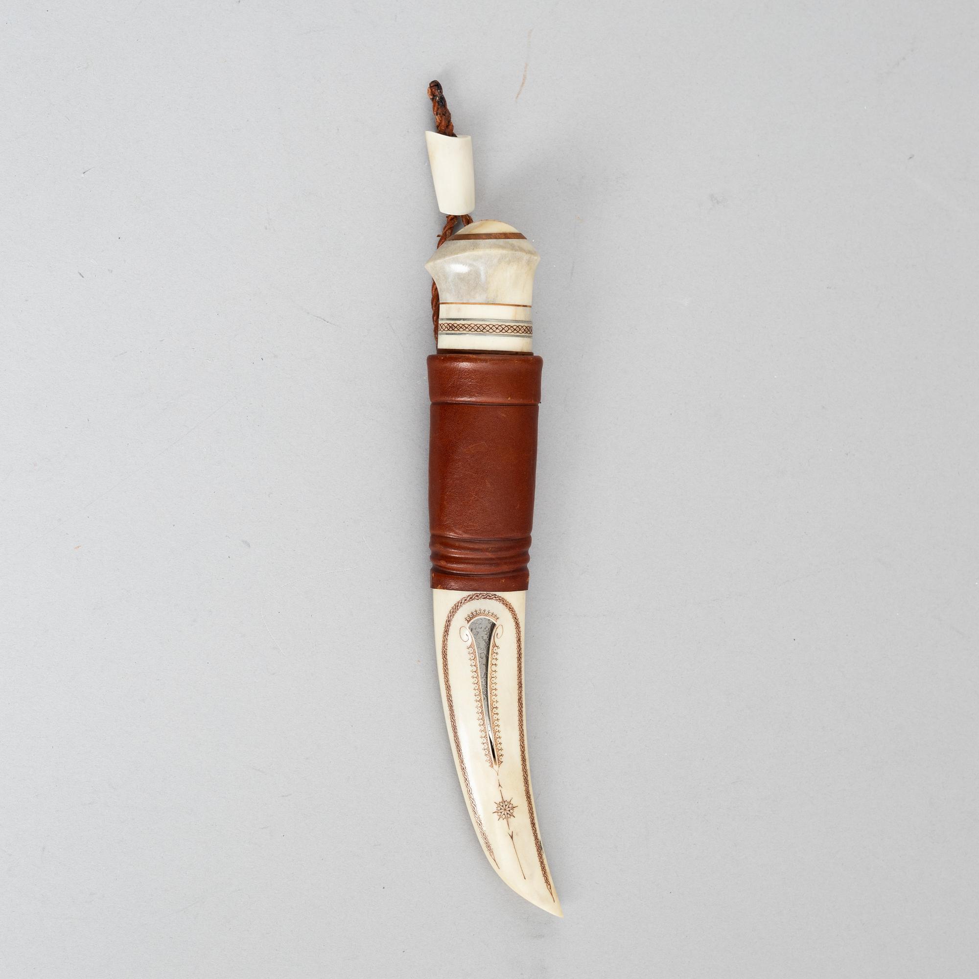 Jan Lindfors, a reindeer antler knife, signed JL.