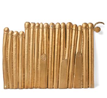 2. Stig Lindberg, an iron wall relief lacquered in gold paint, Sweden 1960's.