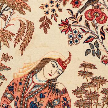 A signed Kashan 'Dabir' carpet, ca 206 x 136 cm.