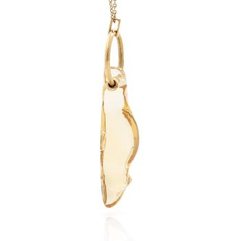 Necklace, 17K gold with citrine in the form of a sweet wrapper.