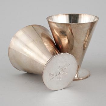 Four silver coctail cups by Wiwen Nilsson, Lund, weight 319 g.