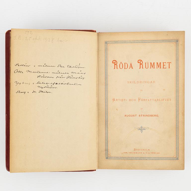 Bok, August Strindberg, "Röda rummet", originalupplagan, Stockholm 1879.