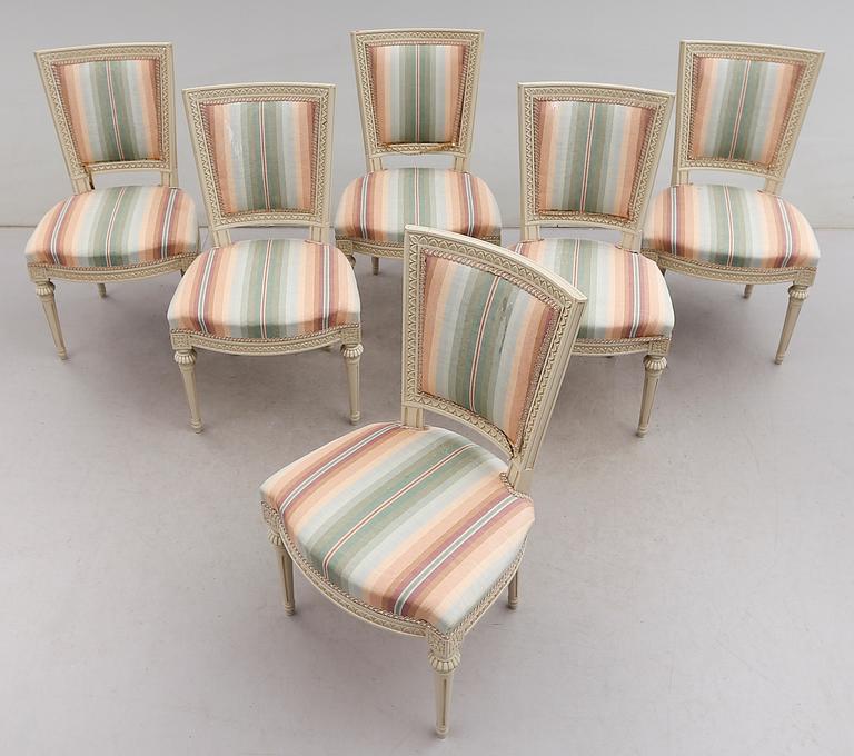STOLAR, 6 st, gustaviansk stil, 1900-talets andra hälft.