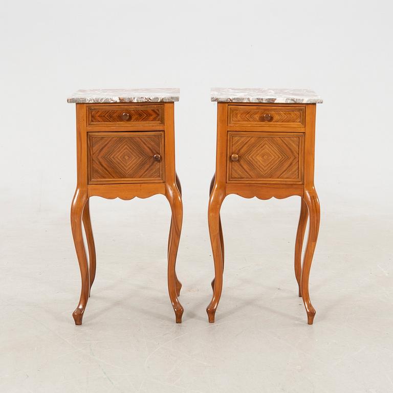 Bedside tables, a pair, first half of the 20th century.