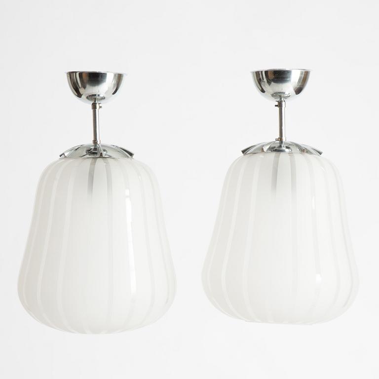Taklampor, ett par, Swedish Modern, möjligtvis Flygsfors, 1940-tal.