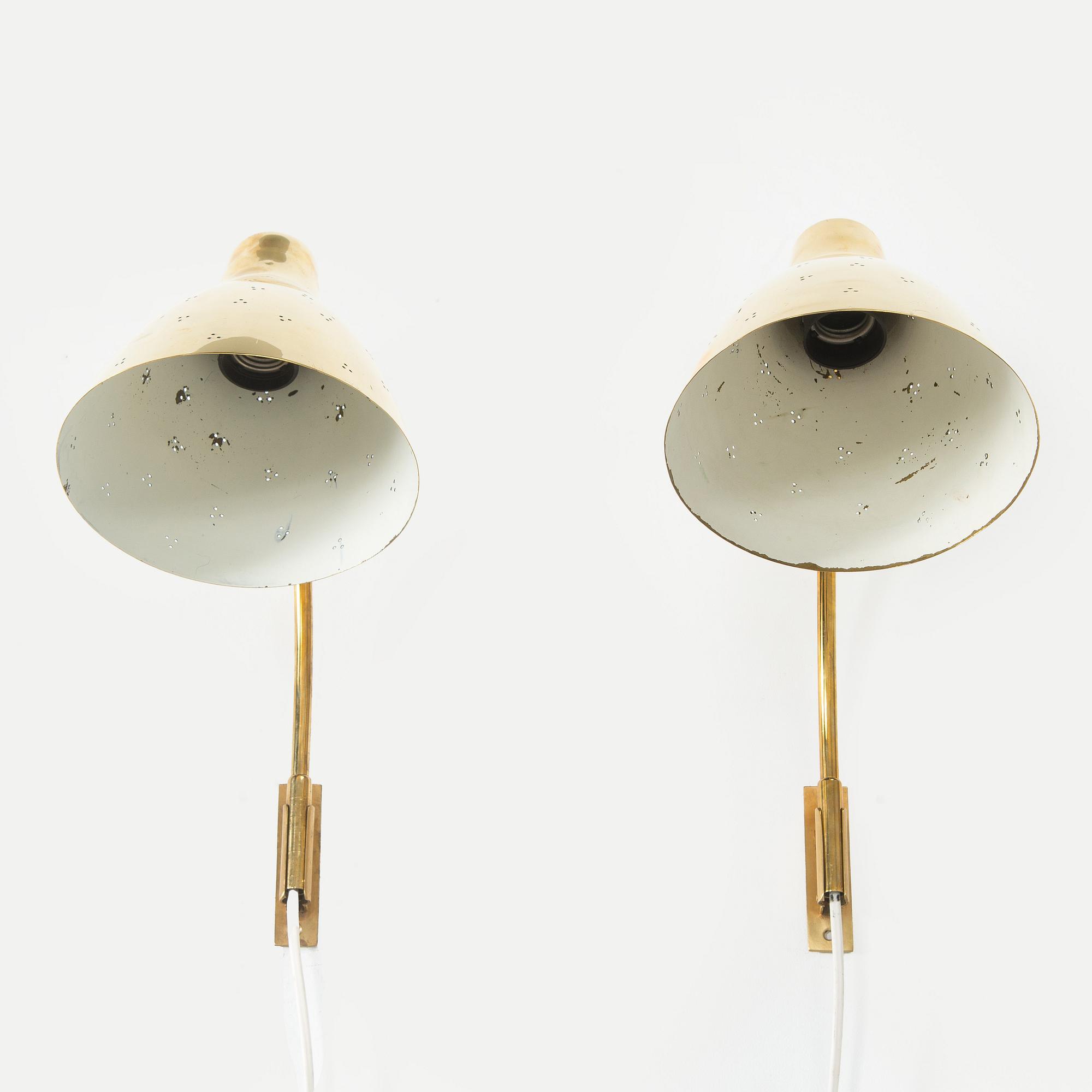 Lisa Johansson-Pape, a pair of mid-20th century '3055' wall lights for Stockmann Orno. Finland.