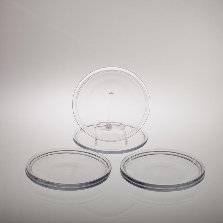 TALLRIKAR samt DESSERTSKÅLAR, glas, 27 delar, "Luna" Kaj Franck, Notsjö 1980-tal.