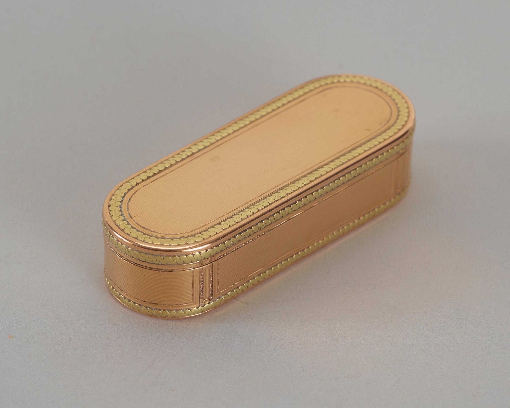 DOSA, guld 18k, au deux coloure, Friedrich Fyrwald, Stockholm 1791. Gustaviansk.